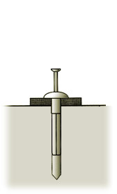 Insert metal hit anchor through fixture in to hole in base material.