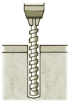 Drill hole same diameter as anchor diameter and &frac12;&rdquo; to 1&rsquo; deeper than expected embedment.
